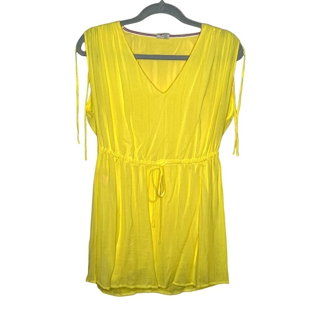 Charli women's lemon yellow crepe viscose belted top size 4